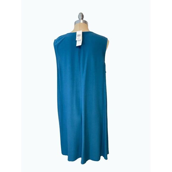 Eileen Fisher Bateau Neck Crepe Dress Large Jewel NWT - Picture 4 of 6